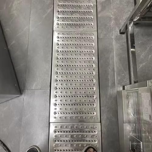 Vibeo Entwässerungsrinne Abflussgitter Küchenspüle, Robuster Rechteckiger Kanaldeckel aus Metall/Grabenkanal-Abflussgitter, 58 cm Langer Regenwasserfilter für die Garage(W25cm(9 7/8))