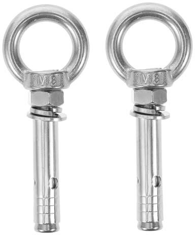 Hoement 2pcs Heavy Duty Stainless Steel Lifting Ring Eye Bolts Threaded Eyebolts for Concrete Hanger Fixing Swing and Hammock Installation M8x60mm