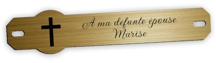 Inter de Plaque funéraire gravé Personnalisable, Motif Croix Chrétienne, Taille : 14x3 cm, Couleur Or Brossé