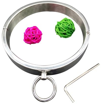 Soarvlorfy 2cm Hohe Halsbänder Edelstahl Slave Kragen BDSM Fesseln Bondage Halsreif Halsfessel Ring Erwachsene Spiel Sex Halsband Fetisch SM Sex Spielzeug für Paare Frauen Männer,Silber,13cm
