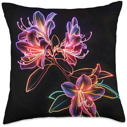 Retro Art Rhododendron Flower Throw Pillow