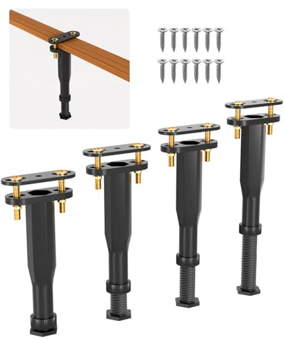 Adjustable Bed Frame Support Legs, Clamp-On, 7.7-13.3 Inches, 4 Pack