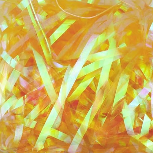 100G Glitter Shredded Tissue Paper,Yellow Gift Filler Paper for Basket Filler,Raffia Gift Filler Paper Shreds,Box Basket Grass Craft Raffia Ribbon