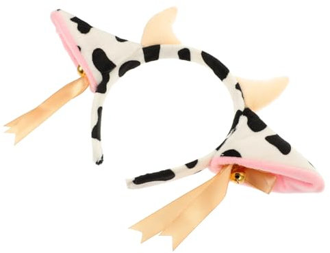 JEWEDECO Kuh Stirnband Mit Schleife Und Glocke Aus Metall Und Plüsch Langlebiges Haar-accessoire Für Party Und Festival Bequem Und Leicht Zu Tragen