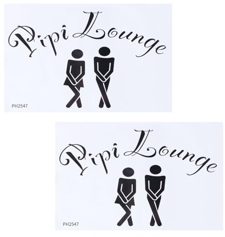 2 pegatinas de baño Pipi Lounge en negro, símbolo de mujer y hombre con texto, divertidas pegatinas para puerta de inodoro y baño de invitados