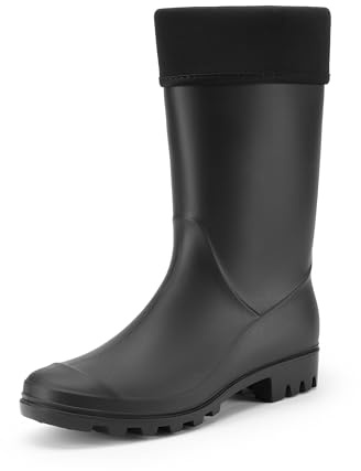 DREAM PAIRS Wellington Boots Women and Men Waterproof Rain Boots Slip-Resistant Wellies with Soft Lining for Outdoor, Gardening & Wet Weather,Size 5,Black,DWEMRB2509