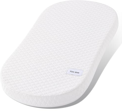 Pro Goleem Baby Bassinet Mattress Pad 30x18 Peanut Hourglass, Waterproof Soft Cover Gel Memory Foam, Dual Side Cradle Mattress Fit Halo BassiNest Bassinet Series