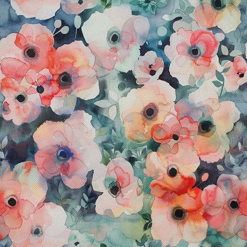 HEKO PANELS Stoff Oxford wasserdicht, Blumen, 1 Meter 155 x 100 cm | Dekostoffe zum Nähen und Handwerken, blickdichte Möbelstoffe, Nähstoffe DIY, als Meterware erhältlich
