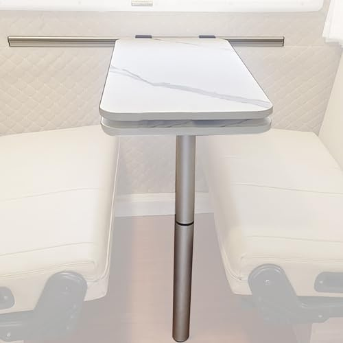 WANGCEPLSD Wandklapptisch, Doppelschichtiger Drehbarer Klappbarer Esstisch, Ausziehbare Tischplatte Und Abnehmbare Beine, für Wohnmobile Und Wohnwagen, Wasser- Und Ölbeständig(White)