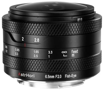 AstrHori 6.5 mm f/2.0 Lente Ojo de pez Circular Ultra Gran Angular APS-C de 192° con Enfoque Manual para cámaras sin Espejo con for Canon RF Montura,EOS R50,R100,R7 y R10