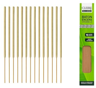 Pack de 30 Bâtons Encens Géants Citronnelle Longueur 40 cm Combustion 2 Heures pour Jardin Terrasse Balcon Anti Moustiques