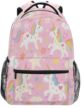 SyXIOP Kinder-Schlafsack mit niedlichem Cartoon-Motiv und Regenbogen-Einhörnern, mit großen Büchertaschen für 6. Klasse, Jungen, Mädchen, mochilas para ni?a