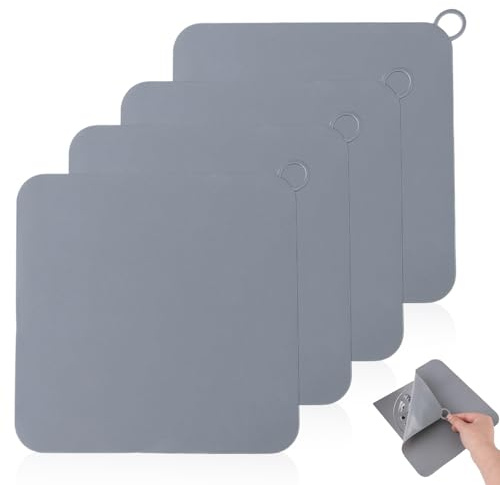 4 Stück Bodenablauf Abdeckung, Geruchsverschluss Dusche Silikon Quadrat Bodenablaufmatte 20×20cm, Anti-Geruchs Abflussstopfen Dusche für Küche Badezimmer Dusche Toilette