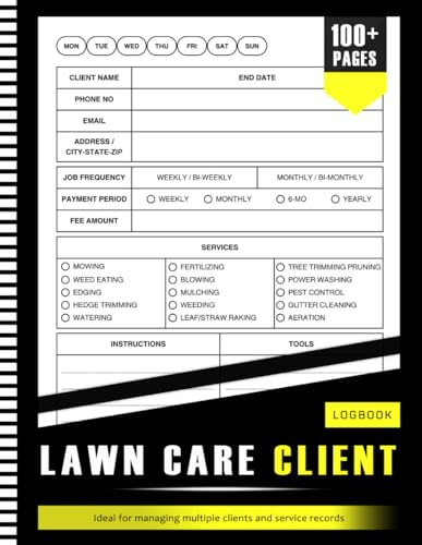 Lawn Care Client Log Book Efficient Appointment Management Planner For Landscaping Businesses