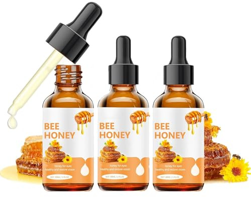 Dropas de ojos de miel de abeja, suero de limpieza de ojos de miel de 30 ml, cuidado de los oj-os, esencia de oj-os mejorando la hidratación, hidratación, alivio de la sequedad (3Pcs)