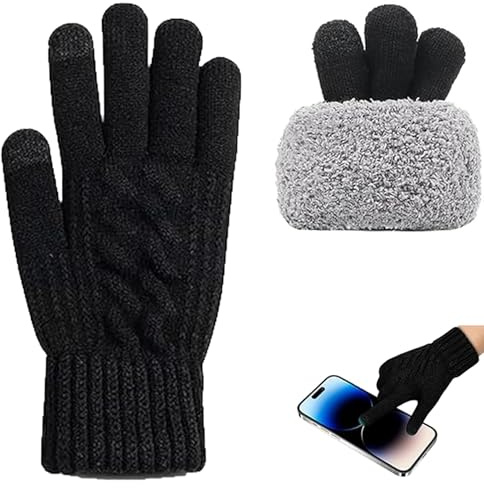 JLTXKST Guanti Touch Screen Invernali, Guanti Invernali da Uomo, con Fodera in Morbida Lana, per Lavoro, Attività all'aperto, Ciclismo, Guida
