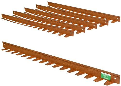 UNIGARDIA Rasenkante aus Cortenstahl mit 5 mm Rand, Höhe 5 cm, Corten, 5 m | Einfache Montage, 5 mm breiter Schutzrand, flexible Beeteinfassung aus Metall, inkl. 30 Erdanker