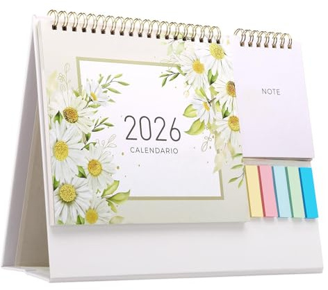 GWHOLE Calendario da Tavolo Italiano 2026 Calendario da Scrivania da Gennaio 2026 a Dicembre 2026 con Mini-Memo e Etichette a Colori Piano Giornaliero Obiettivi Mensili per Scuola Ufficio Casa