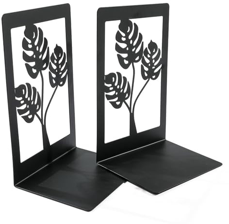 1 par de topes decorativos de metal para estantes con hojas huecas para libros, para escuela, oficina, biblioteca, 9 x 12 x 17 cm, organizadores de libros de cocina
