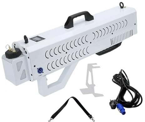 Machine à fumée, pistolet à fumée portatif 1500W,canon à fumée avec lumières LED, hauteur de pulvérisation 6-8m et distance de pulvérisation 8-10m for soirées en boîte de nuit,effets DJ,noir(White)