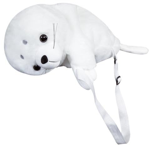 Xinhuju Sac à dos animal en peluche – Adorable forme de phoque, portable et doux, adolescents, design fonctionnel | d'école pour filles, voyage, sortie, usage quotidien, sac mignon