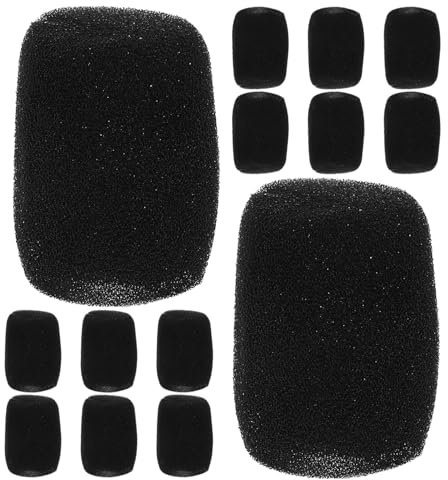 15pcs Black Sponge Microphone Protective Cover for Handheld Mic | Ballshaped Wind Muff, Stage Performances and Dance Halls Use, Barrier against Dust Moisture and Saliva