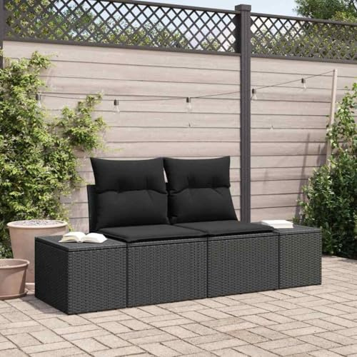 Yunovire Gartensofa Schwarz 123x62x69cm, Poly-Rattan Outdoor Sofa für Terrasse, Balkon, Gartenmöbel, wetterfestes Loungesofa, stilvolles Design