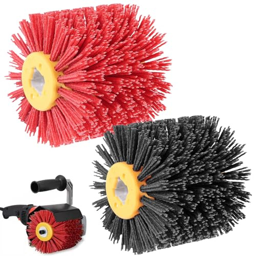 GAOUTO 2 Spazzole Abrasive In Nylon Grana 80, Larghezza 100 Mm, Diametro 120 Mm, Rullo Abrasivo Adatto Per Macchina Satinata, Spazzola Per Levigatura E Lucidatura