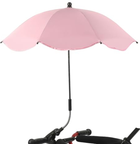 Hotainoys Barnvagnsparasol, 360° justerbart UPF 50+ sol- och regnskydd barnvagnsparaply med 8 stålribbor, parasollfäste för barnvagnar, stil 1, paraply