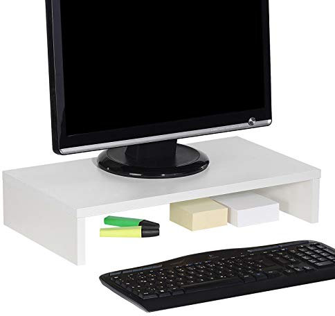IDIMEX Support d'écran d'ordinateur Monitor, réhausseur pour Moniteur avec Tablette de séparation Dimensions 50 x 10 x 27 cm, en mélaminé Blanc Mat