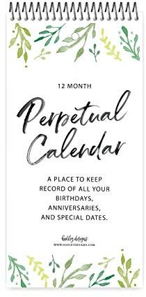 Hadley Designs Perpetual Birthday, Anniversary, Special Event Reminder Calendar Book Journal for Important Family Date Remembrance Wall Hanging, Mom Dutch Happy Bday Birthdate Gift Planner Organizer