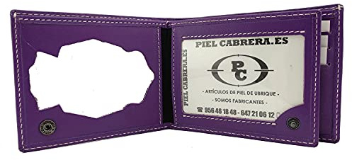 Piel Cabrera Cartera Porta Placa Policia Nacional Honores Morado