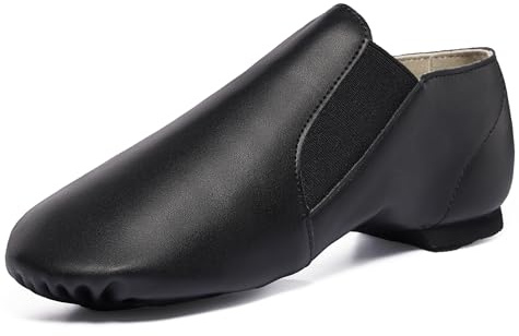 Dynadans Unisex PU Leather Upper Slip-on Jazz Shoe with Elastics for Women and Men's Dance Shoes-Black-9M