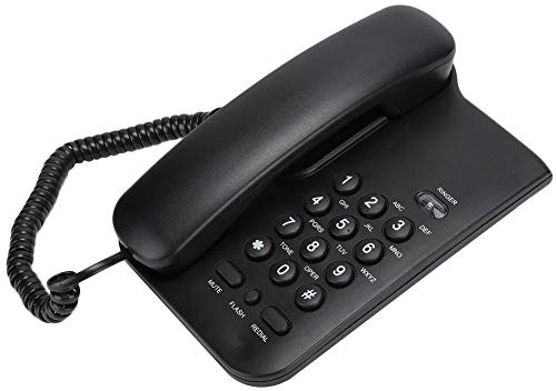 Téléphone Filaire, téléphone Fixe Mural sans Batterie, pour Bureau à Domicile d'hôtel (Noir/Blanc)(Noir)