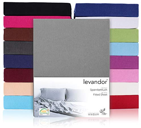 levandor Spannbettlaken Bettlaken 100% Baumwolle Jersey Spannbetttuch in vielen Farben & Größen ÖKO TEX Standard 100 (120 x 200 cm - 130 x 200 cm, Steghöhe 30cm, Schokoladenbraun