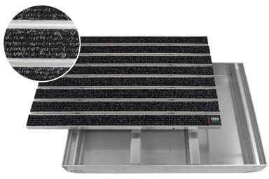 EMCO Eingangsmatte DIPLOMAT Large Rips anthrazit + ALU Bodenwanne Fußmatte Schuhabstreifer Fußabstreifer, Größe:60x40cm