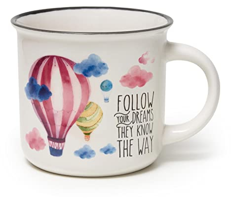 Legami - Cup Puccino, Tazza in Porcellana New Bone China, Tema Air Ballon, Take a Break Collection, Capacità 350 ml, Lavabile in Lavastoviglie, Utilizzabile in Microonde