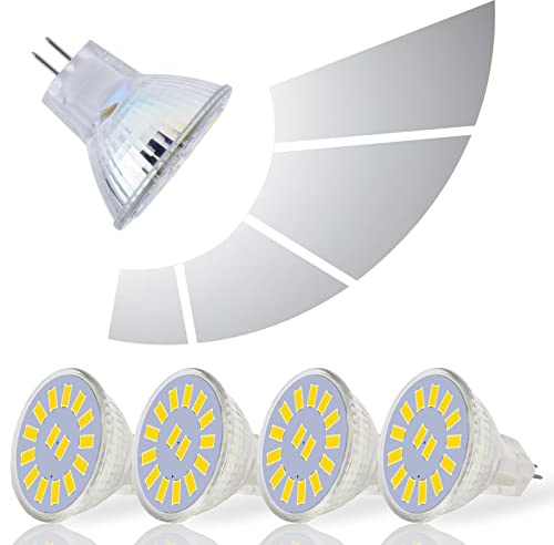 MR11 GU4 LED Bulbs, 3W 300LM AC/DC 10-30V, Equivalent for 30W Halogen Bulbs, MR11 LED Lampe Not dimmable No Flicker, 4pcs (Color : Cool White 6000K)