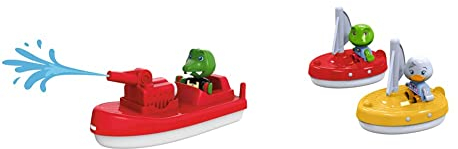 AquaPlay - FireBoat - Zubehör für Wasserbahnen oder für die Badewanne, ab 3 Jahren & 2 Segelboote + 2 Figuren -