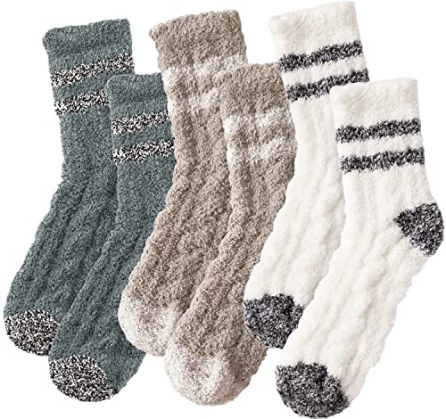 Trifabricy Fuzzy Socks, 3 Pairs Slipper Socks Women, Non-Slip Winter Socks
