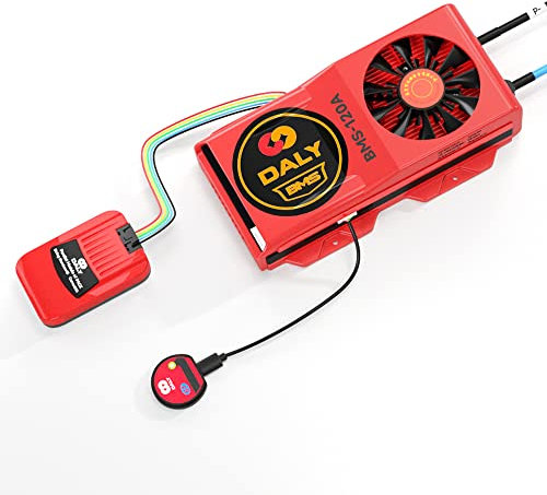 DALY Connecteur parallèle Smart BMS 1 A + 12 V LiFePo4 BMS 4S 120 A avec ventilateur de refroidissement UART RS485 CAN Bluetooth BMS Paramètre programmable pour batterie externe au lithium 3,2 V
