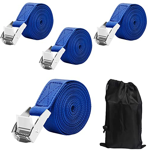 LUZOON Spanngurte 4 Stück-2.5M Spanngurt Zurrgurte mit Ratsche Belastbar bis 250 kg (4 Stück Blau–2.5 m x 25 mm)