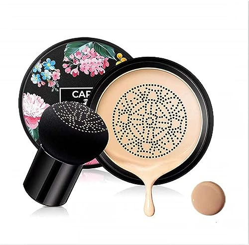 Mushroom Head Air Cushion CC Cream, BB Cream, Moisturizing Concealer, Moisturizing BB Cream Makeup Base Long Lasting Nude Makeup with Mushroom Makeup Sponge, Base Primer (Natural)