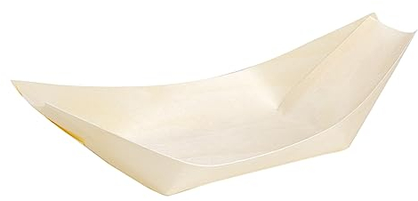 Horeca Collection MAXI PRODUCTS - Cuencos Desechable Madera - Cuencos Catering Aperitivos Desechable - Cuenco Cocktail - Barquillas Madera - PRÁCTICO Y APILABLE (8 x 6 x 1,5 cm, 50 unidades)