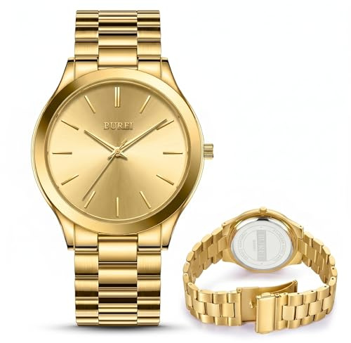 BUREI Cool Wrist Watches for Men, Stainless Steel Quartz Waterproof Watches, Refined Gifts for Men, Boyfriend, Husband, Dad