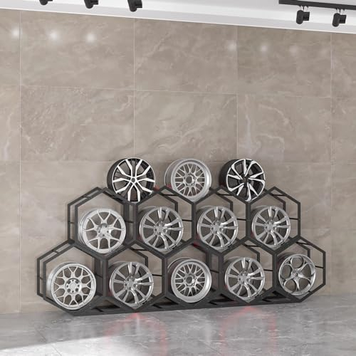 HDYZJQ Reifenständer felgenregal felgenhalter Freistehender Reifenständer aus Stahl, Autoreifen-Ausstellungsständer for Garagenlager, Autohäuser, Ersatzreifen-Lagerregal for 1 Reifen(9+4)
