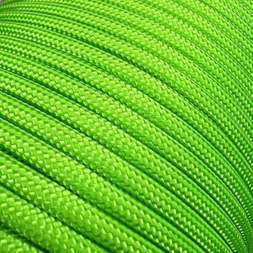 Abio Paracord 550 4mm 50m Nylon Seil Schnur Nylonschnur für Armbänder Abspannseile Camping Rope Wäscheleine Maurerschnur Zeltschnur für Army Ternnetz Survival Kit Ausrüstung Neon Green #017 4mm 50m