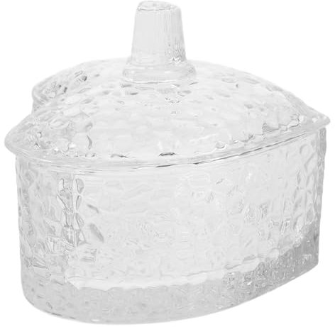 Warmhm Bocal Verre Amour avec Couvercle Boîte De Rangement Coeur pour Bijoux Et Bonbons Organiseur Transparent pour Colliers Et Boucles Oreilles Pot Décoratif Verre pour Maison Et Bureau