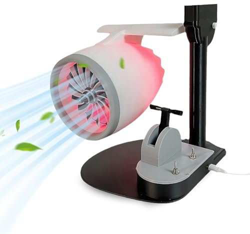 Turbo-Schreibtischventilator, kreativer USB-Schreibtischventilator, tragbarer Turbo-Jet-Ventilator mit Befeuchtungsspray und leichter Schwanzflamme, einstellbare Geschwindigkeit, Schubstangen red