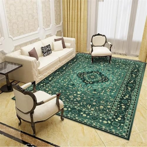 ROSURUG Läufer Flur Waschbar rutschfest Teppich Waschbar rutschfest Kleine Teppiche Florales Design für Esszimmer Wohnzimmer Balkon Schlafzimmer Teppich Zimmer Deko Mädchen(Grün 50X80cm)